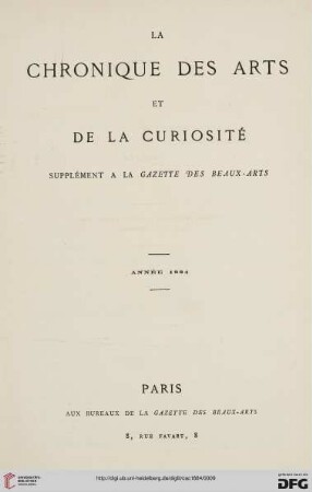 La chronique des arts et de la curiosité