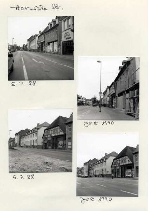 Umbau der B239 vorher - nachher. Hornsche Straße. Optik Saka, Gaststätte Berta, Galerie Hornsches Tor, Apotheke zur Rose