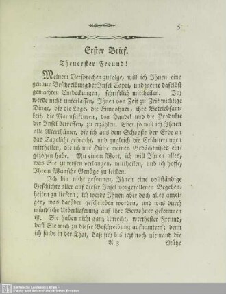 Erster Brief : Theuerster Freund!