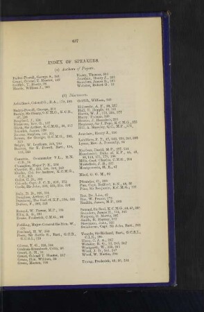 Index of Speakers.