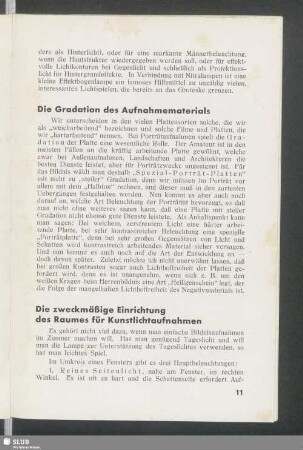 Die zweckmäßige Einrichtung des Raumes für Kunstlichtaufnahmen