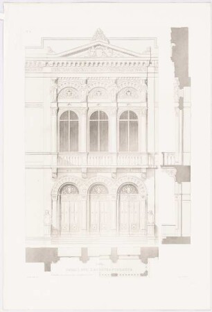 Werke der höheren Baukunst, Darmstadt 1856 Villa in einer Vorstadt: Ansicht des Portals