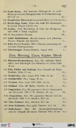 Zinn, Messing, Eisen, Kupfer, Blech (Nr. 613-704)