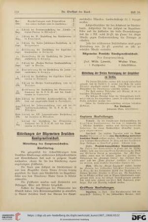 Mitteilungen / Ausstellungen / Staatsankäufe etc.
