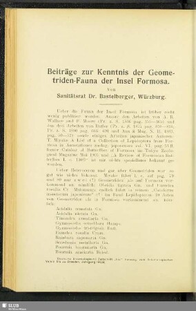 Beiträge zur Kenntinis der Geometriden-Fauna der Insel Formosa