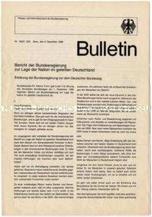 Bulletin des Presse- und Informationsamtes der Bundesregierung mit dem Bericht zur Lage der Nation