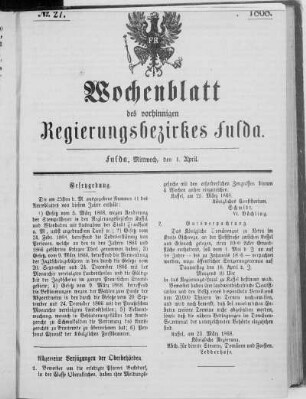 No. 27., Ausgabe vom 1. April 1868