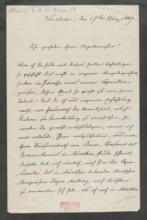 Brief an Unbekannt : 17.03.1889