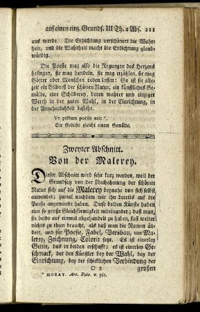 Zweyter Abschnitt. Von der Malerey.