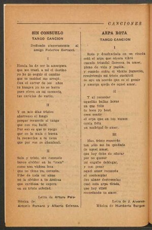 Arpa rota : Tango canción