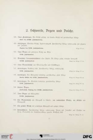 2. Schwerte, Degen und Dolche (Nr. 498-514)