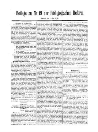 Aus Hamburg : (Fortsetzung aus Hauptblatt) ; Beilage zu Nr.19 der Pädagogischen Reform