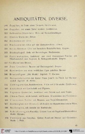Antiquitäten. Diverse (Nr. 548-600)
