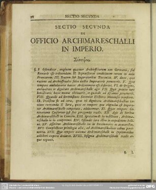 Sectio Secunda De Officio Archimareschalli In Imperio