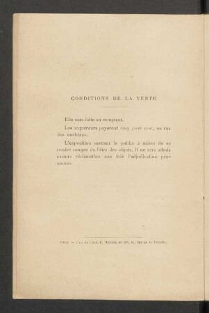 Conditions de la vente