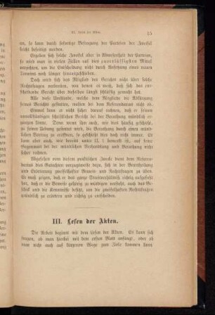 III. Lesen der Akten.