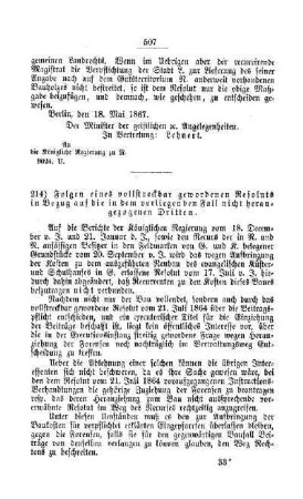 Folgen eines vollstreckbar gewordenen Resoluts in Bezug auf die in dem vorliegenden Fall nichtherangezogenen Dritten : [V. Elementarschulwesen]