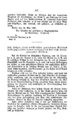 Folgen eines vollstreckbar gewordenen Resoluts in Bezug auf die in dem vorliegenden Fall nichtherangezogenen Dritten : [V. Elementarschulwesen]