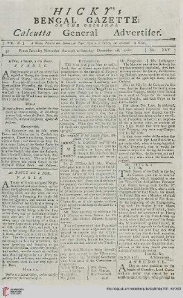 45: Hicky's Bengal gazette, or The original Calcutta general advertiser
