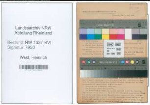 Entnazifizierung Heinrich West , geb. 30.11.1909 (Schreiner)