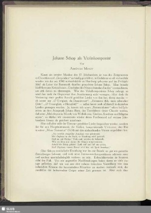 Johann Schop als Violinkomponist