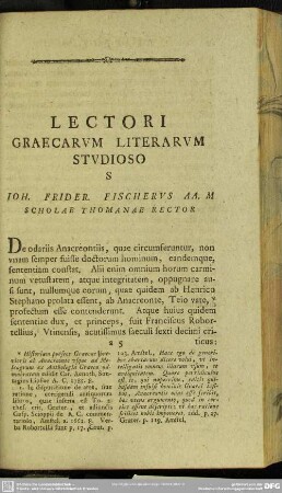 Lectori Graecarum Literarum Studioso