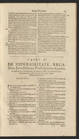 Caput III. De Superioritate, Regalibus, Jurisdictione, Praescriptione & pacto, ex quibus Jus Collectandi promanat: [...]
