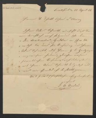Brief an B. Schott's Söhne : 30.04.1830