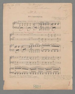 Der Vampyr, V (X), pf, op. 42, PalmerM 1980 p. 391, Fragments - BSB Mus.ms. 8597 : [caption title:] [handwritten:] Der Vampyr // von // Heinrich August Marschner. // Akt I. // [printed:] N.|o 1. Introduction.