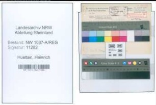 Entnazifizierung Heinrich Huetten , geb. 22.05.1907 (Bankangestellter)