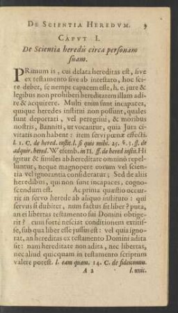 Caput I. De Scientia heredis circa personam suam