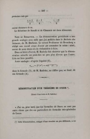 Démonstration d´un théorème de stern.