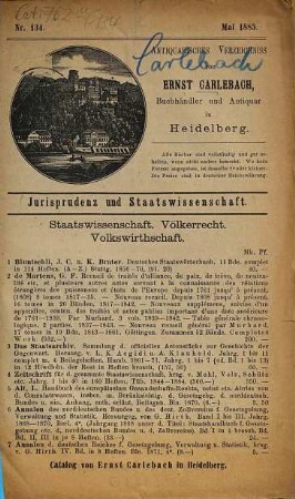 Antiquarisches Bücherverzeichnis. 134. 1885
