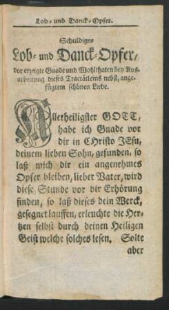 Schuldiges Lob- und Danck-Opfer, vor ...