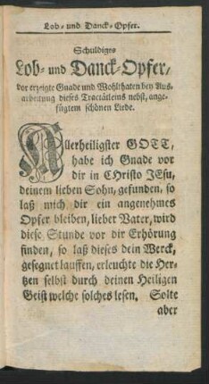 Schuldiges Lob- und Danck-Opfer, vor ...