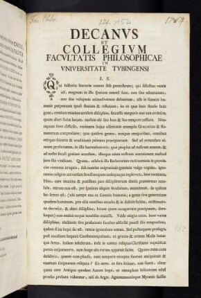 Decanus et Collegium Facultatis Philosophicae ...