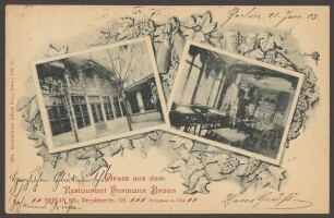 Ansichtskarte Gruß aus dem Restaurant Hermann Braun an der Dresdener Straße