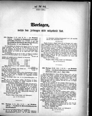 Anlage: ad No. 84. (583-590.), Vorlagen, welche den Zeitungen nicht mitgetheilt sind