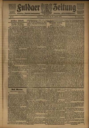Erste Ausgabe vom Donnerstag, den 16. Januar 1908.