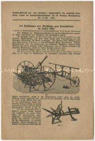 Bericht über die Prüfung von Maschinen zum Kartoffelanbau
