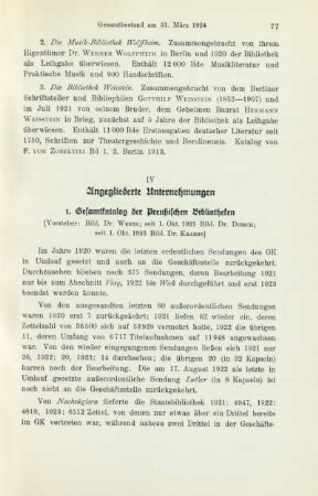 IV. Angegliederte Unternehmungen