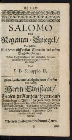 Salomo Oder Regenten-Spiegel/ ...