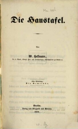 Die Haustafel, 1. Die Gemeinde