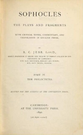 Sophocles, the plays and fragments, 4. The Philoctetes