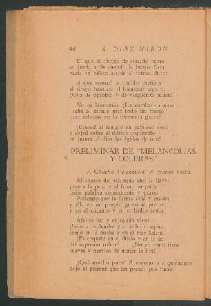 Preliminar de "Melancolías y cóleras"