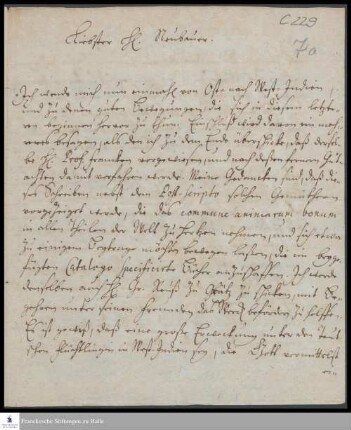 Brief von Anton Wilhelm Böhme an Georg Heinrich Neubauer.
