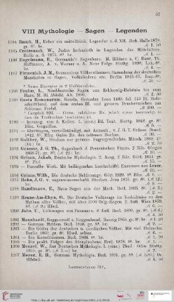 VIII. Mythologie - Sagen - Legenden (Nr. 1184 - 1221)