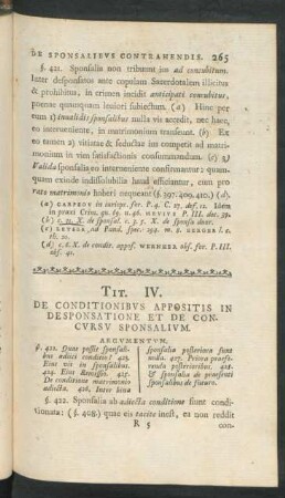 Tit. IV. De Conditionibus Appositis In Desponsatione Et De Concursu Sponsalium