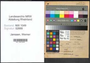 Entnazifizierung Werner Janssen , geb. 04.09.1895 (Schriftsteller)