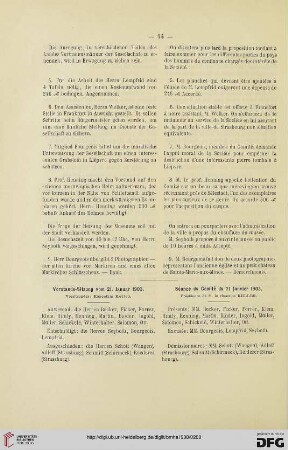 Vorstands-Sitzung vom 21. Januar 1903 / Séance du Comité du 21 janvier 1903